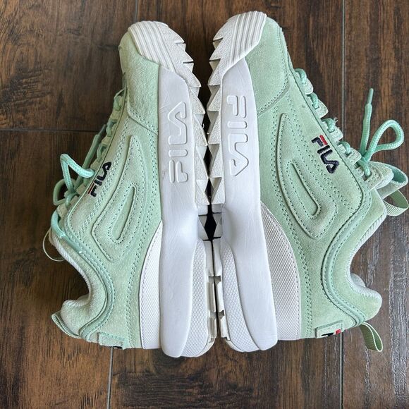 Fila Womens Size 7 Disruptor II Suede Mint Green Sneakers 5FM0038-320 Chunky - Picture 6 of 10